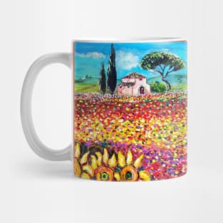 FLORA IN TUSCANY LANDSCAPE, Sunflowers and Colorful Flower Fields Mug